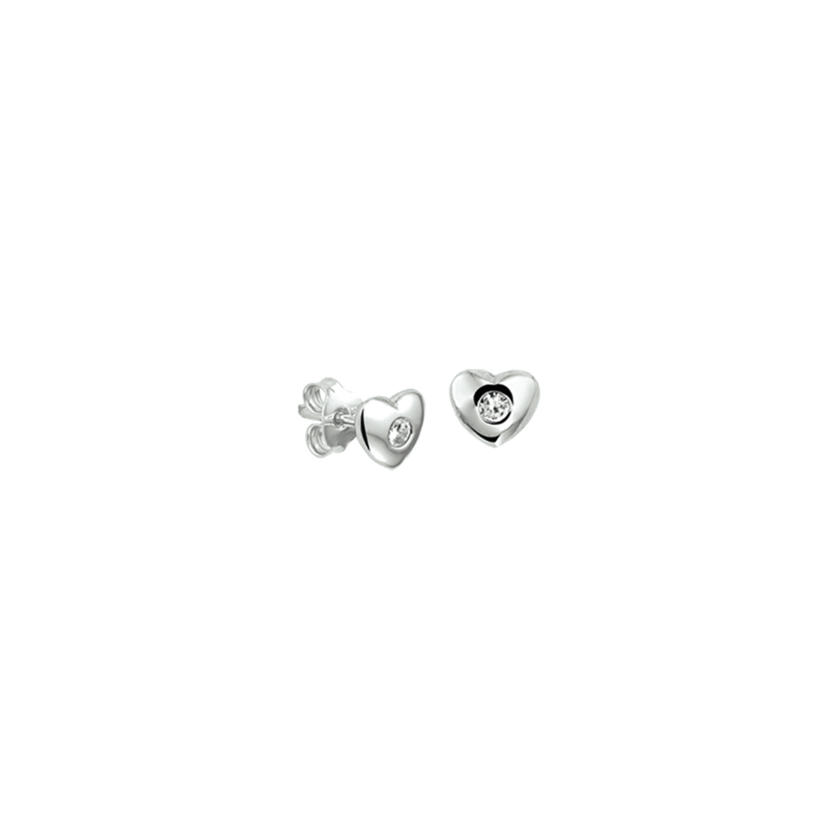 Zilver gerhodineerd oorknoppen hart zirkonia