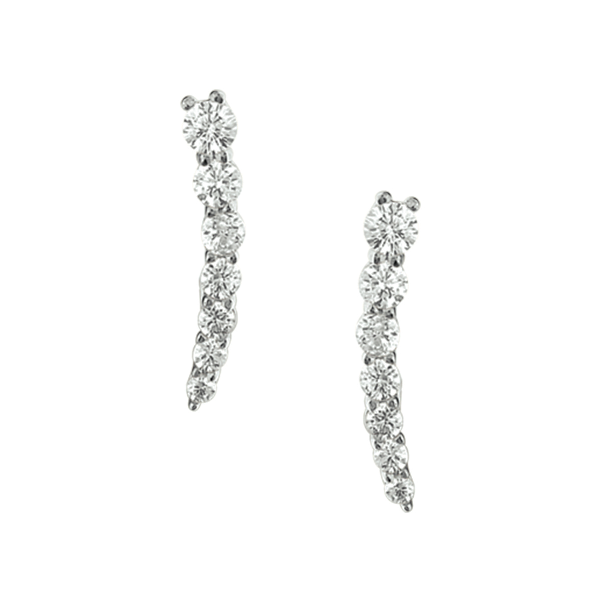 Gerhodineerd zilveren oorschuiven met zirkonia.
Breedte: 2.5 mm Hoogte: 16 mm 
zetting: entourage (rijzetting)