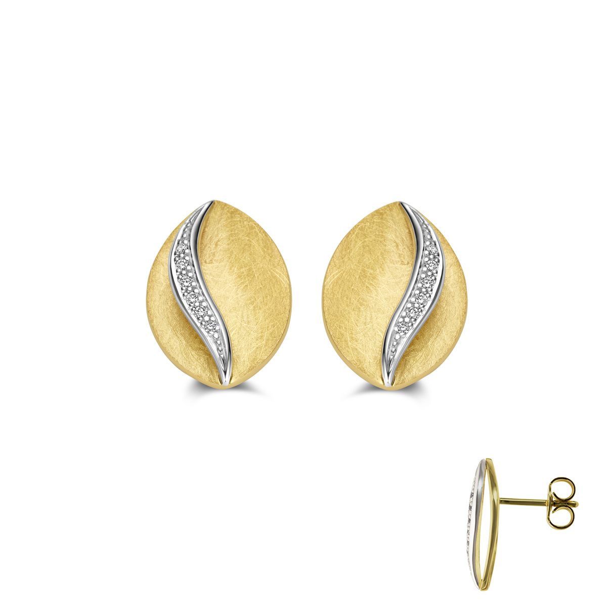 Oorringen goud 18 k met Diamant 
12 - 0.06 ct Si G-H