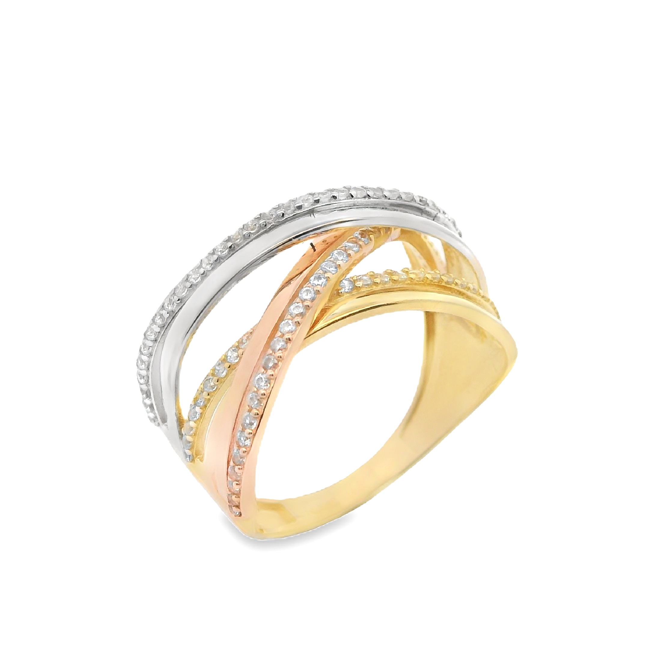 Deze ring van Louis Bros is vervaardigd uit 14 karaat tricolor (3.85 gr.).
Deze ring straalt elegantie en verfijning uit met zijn unieke combinatie van geel, wit en roségoud. Deze schitterende ring, versierd met sprankelende zirkonia's, vangt het licht op een betoverende manier en voegt een vleugje glamour toe aan elke outfit. Het verfijnde design van de ring accentueert de verschillende kleuren goud en creëert een harmonieus en stijlvol geheel. Ideaal voor speciale gelegenheden of als dagelijks statementstuk, deze tricolor gouden ring is een tijdloos sieraad dat elke drager een gevoel van luxe en klasse biedt.
De ring is verkrijgbaar in meerdere afmetingen.
