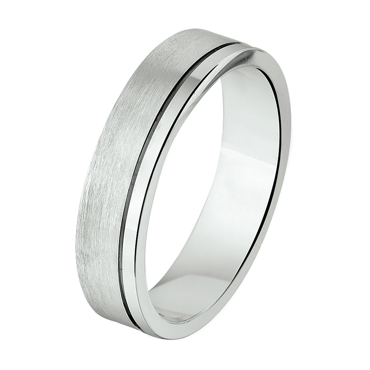 zilveren ring, vlak mat/poly 5mm mt20



