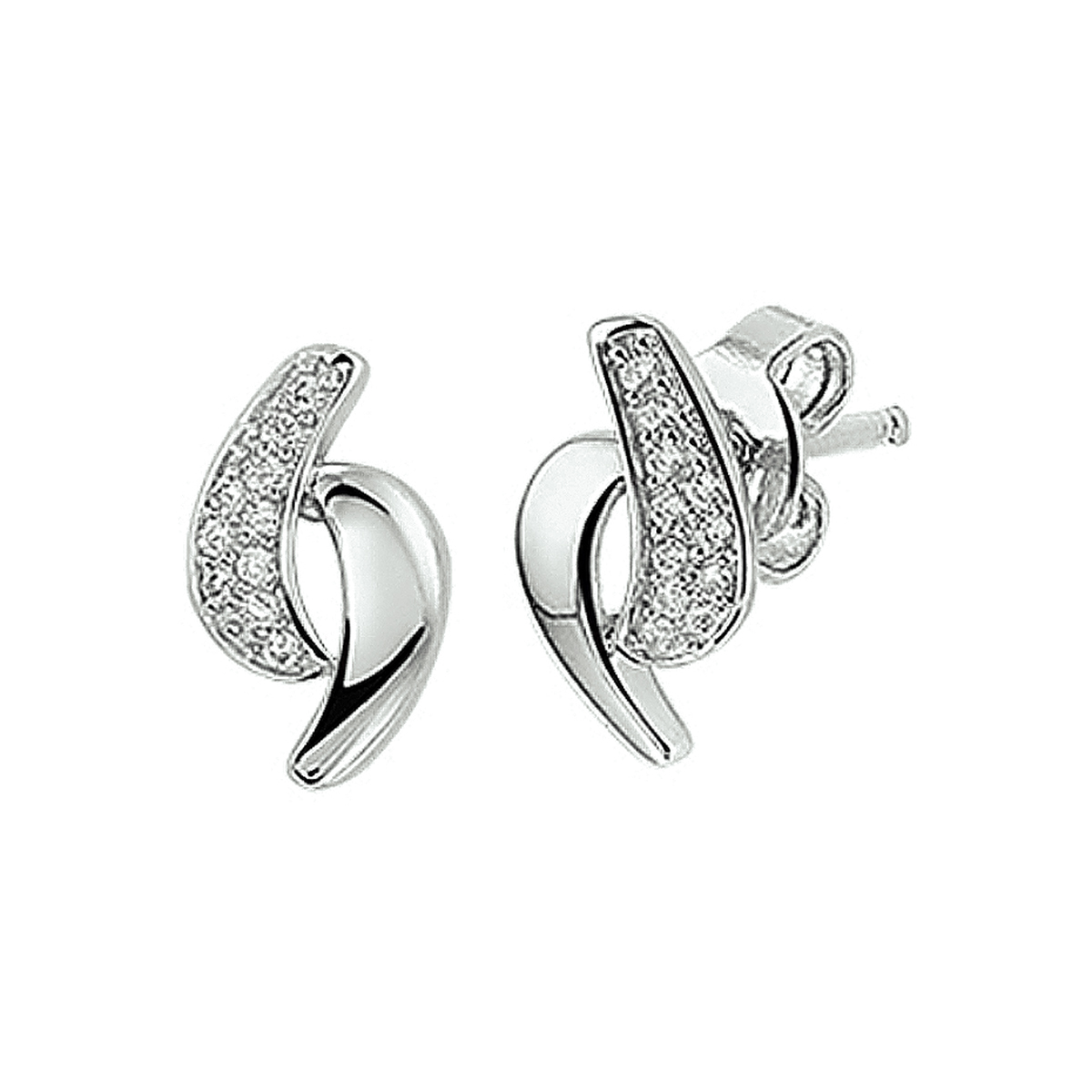 Zilver Gerhodineerde Oorstekers met Zirkonia