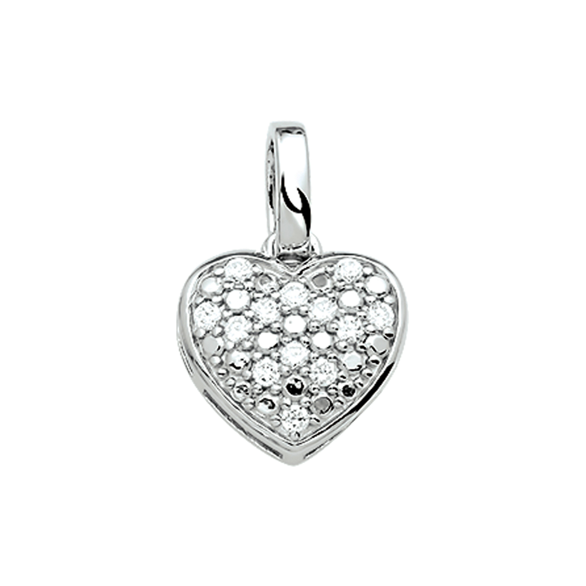 zilveren hanger, hart+pave zirconia