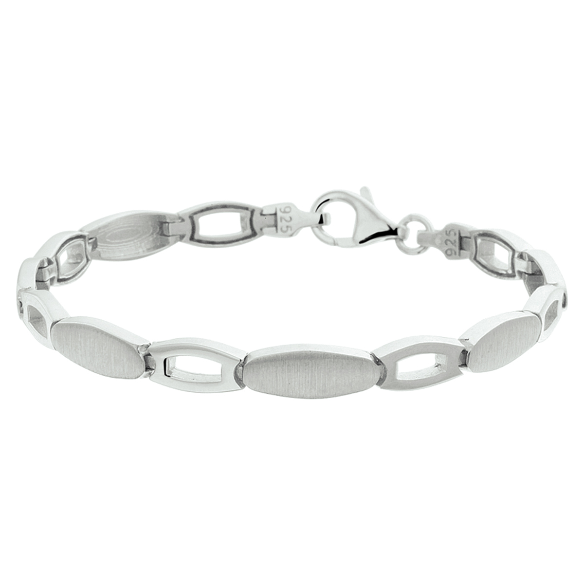 Trendy gerhodineerd zilveren poli/mat afgewerkte armband met een lengte van 18.5cm en een breedte van 5.7mm. De armband is te combineren met bijpassende sieraden uit onze collectie. Tip: Leuk om kado te geven! INFO: Gerhodineerd zilver is door de rhodiumlaag beter bestand tegen verkleuren en krassen.
Breedte: 5.7 mm
Langste lengte: 18.5 cm