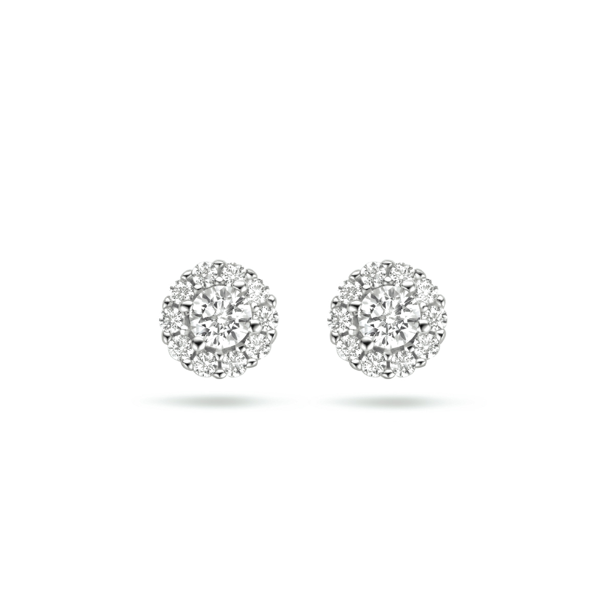 925 Gerhodineerd zilveren oorknoppen uitgevoerd met zirkonia. De oorknoppen hebben een diameter van 5.8mm.