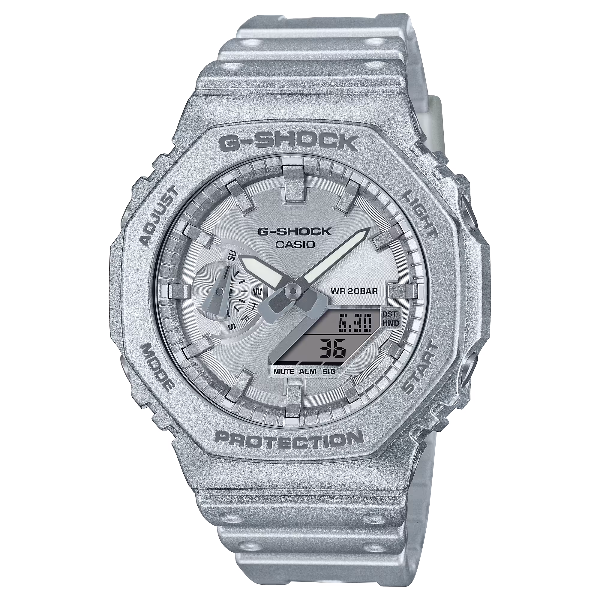 Reis terug naar de toekomst van het verleden met de retrofuturistische G-SHOCK-ontwerpen in metallic zilver. Fantasierijke vintage visies van wat de toekomst zou brengen, worden geprojecteerd in de klassieke DW-5600, de GA-700 en GA-2200 met hun iconische kast, en het achthoekige ontwerp van de GA-2100. De toekomst van weleer in etherisch metallic zilver, rechtstreeks van de pagina's van klassieke sciencefiction, is hier en nu.
