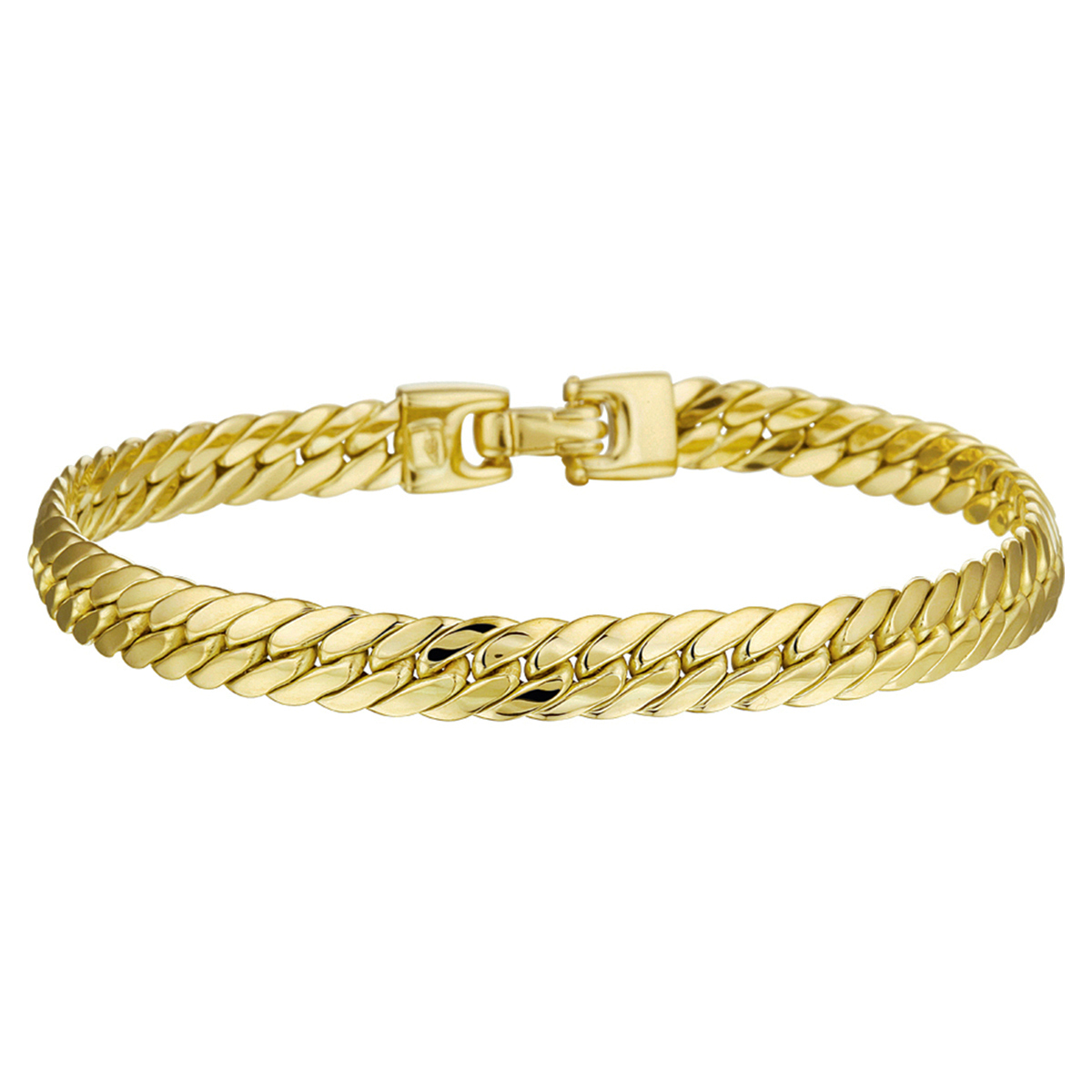 Beschrijving: Geelgouden armband met gourmet schakel. 
Verpakt per: 1
Doelgroep: dames
Breedte: 6.5 mm
Langste lengte: 19 mm