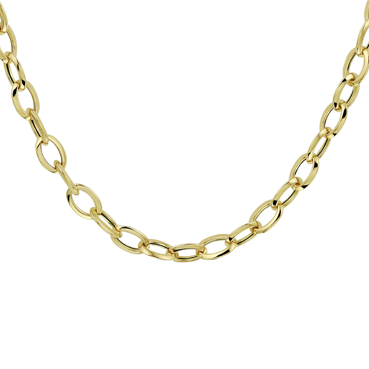 Geelgouden anker collier met een draaglengte van 45cm en een schakelbreedte van 5.7mm. Het collier heeft een poli afwerking en is uitgevoerd met een stevige karabijn sluiting.