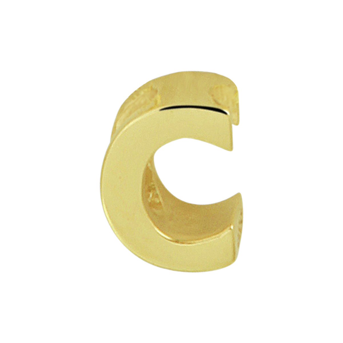 14k Geelgouden hanger uitgevoerd in de letter C. De hanger heeft een afmeting van 5.5x4.0mm.