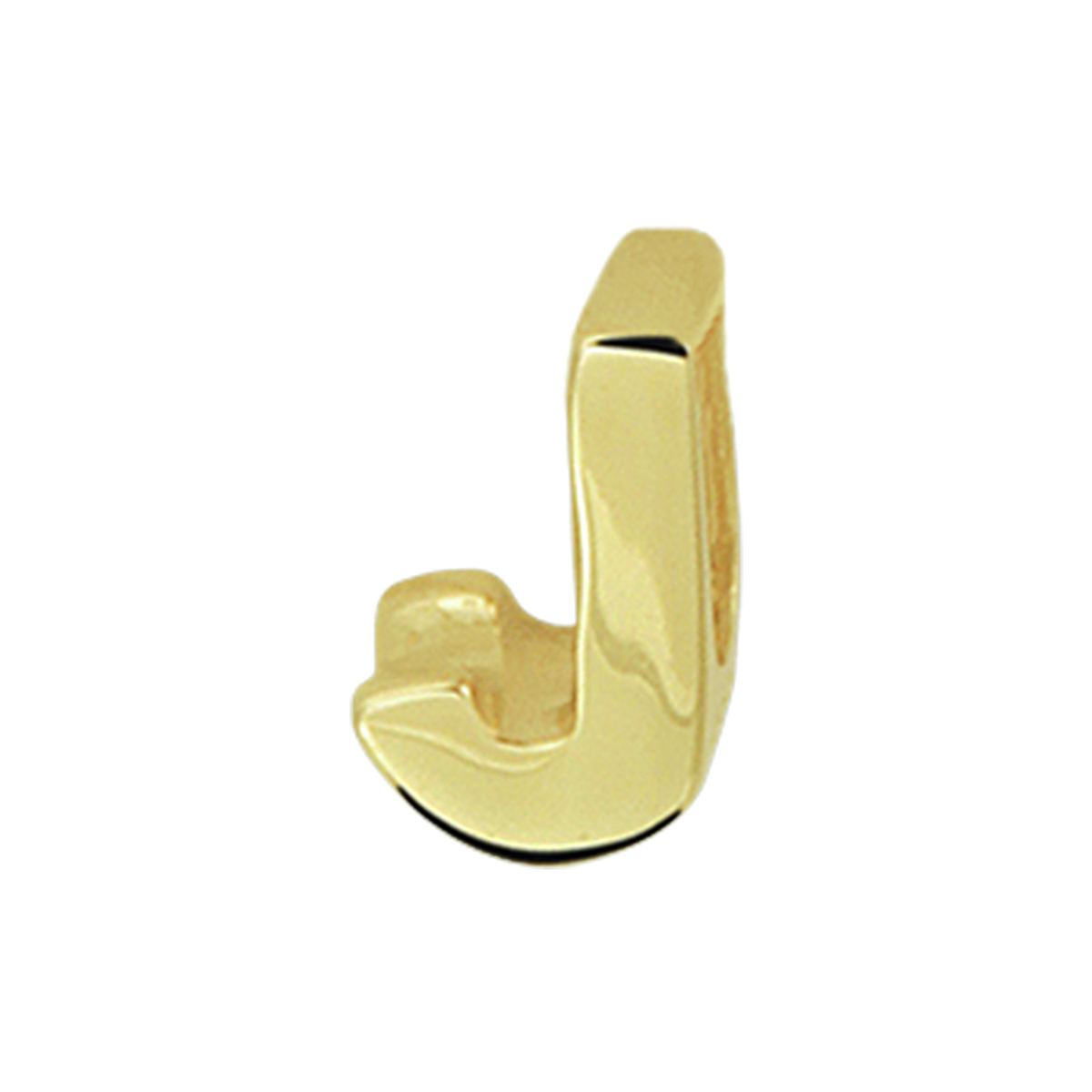 14k Geelgouden hanger uitgevoerd in de letter J. De hanger heeft een afmeting van 5.5x3.5mm.