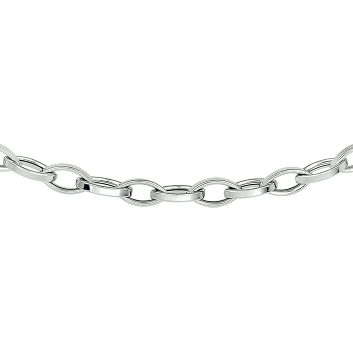 Witgouden collier. Het collier is onderdeel van een set. De schakelbreedte is 4.5mm.