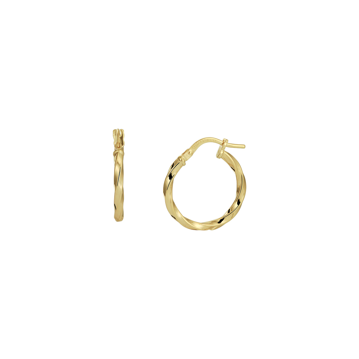 14k Geelgouden oorringen met daarin een kern van 925 zilver. De oorringen hebben een dikte van 2mm en een diameter van 19.5mm.