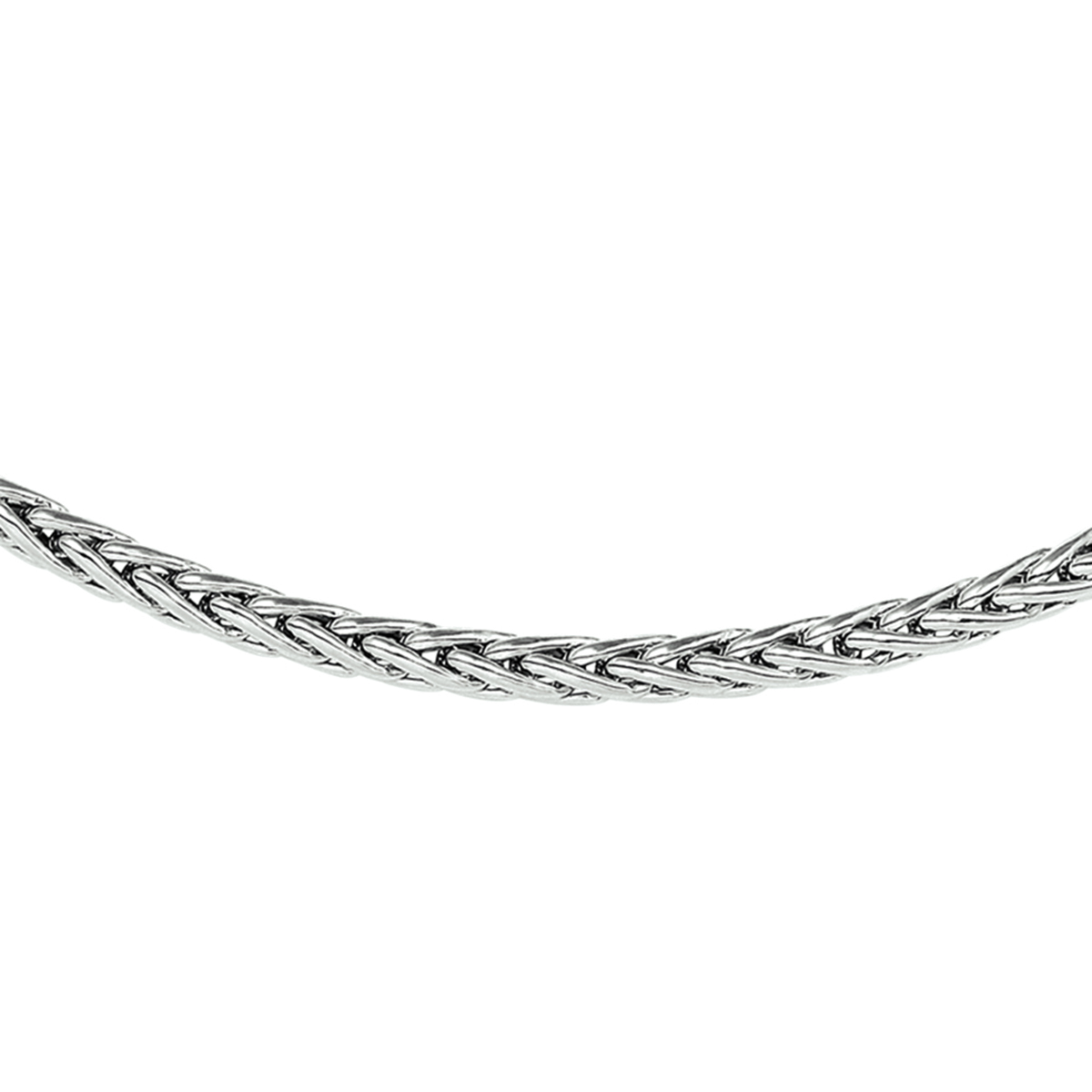 Gerhodineerd zilveren collier met vossestaart schakel. 
Doelgroep: unisex 
Breedte: 4 mm
Langste lengte: 43 mm
