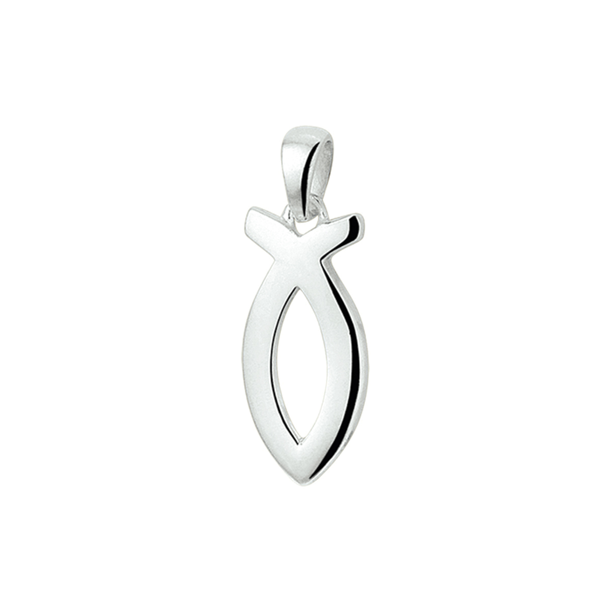 Beschrijving: Gerhodineerd zilveren Ichtus visje hanger met een poli afwerking. 
Doelgroep: unisex
Breedte: 8 mm
Hoogte: 17.5 mm
