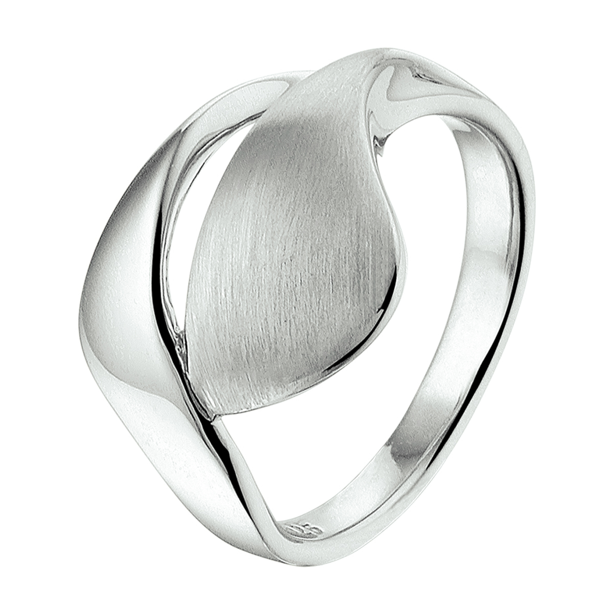 Stijlvolle gerhodineerd zilveren ring met een poli/matte afwerking