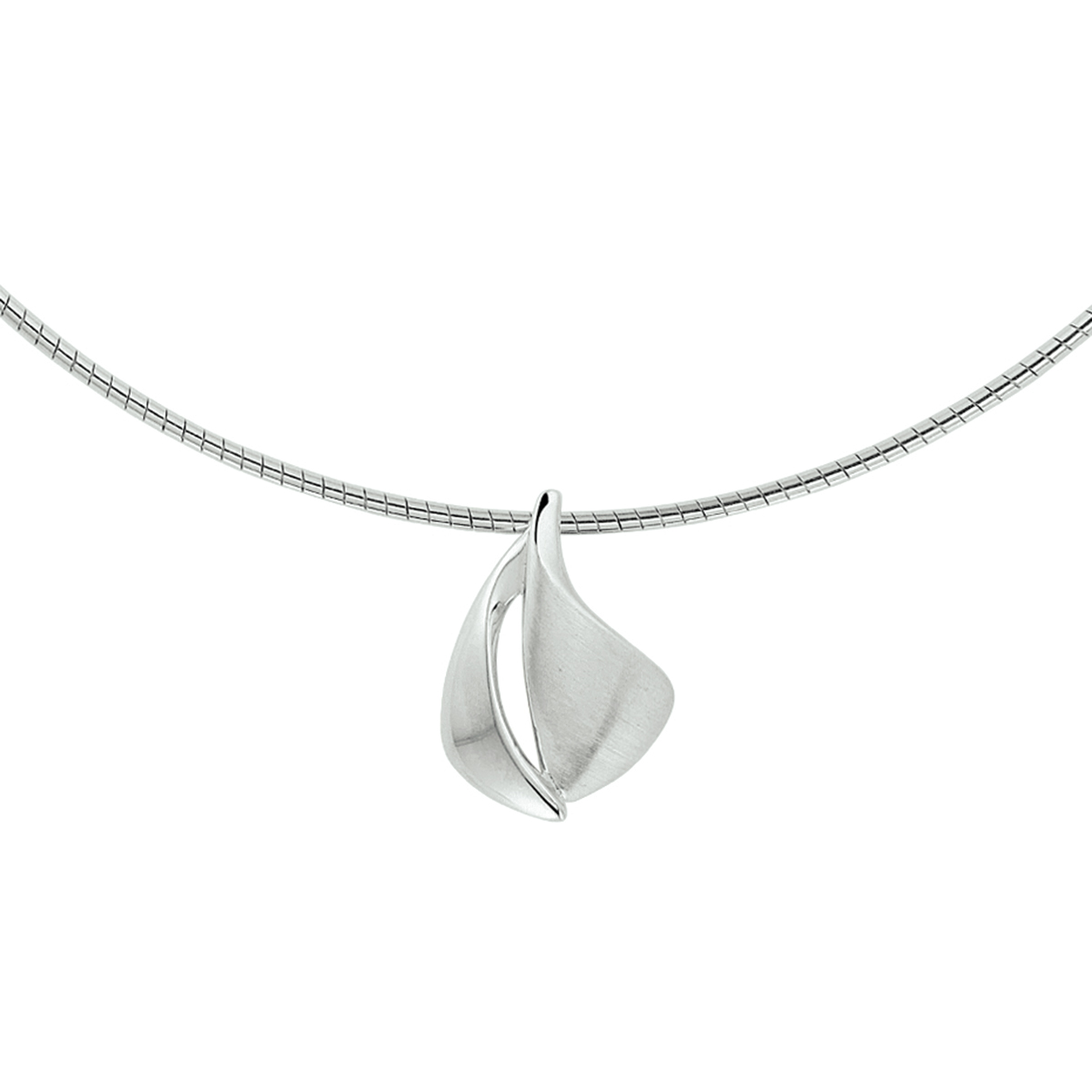 Beschrijving: Stijlvol gerhodineerd zilveren collier met een poli/mat