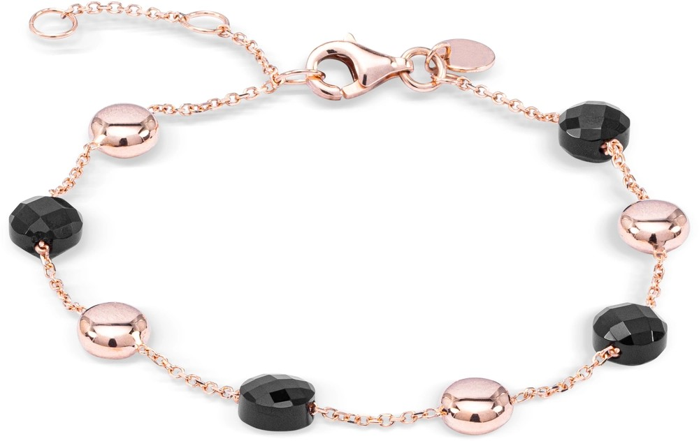 Details van het Sieraad
Merk	Monzario
Model	1196
Lengte	19 cm
Afwerking	Glanzend
Schakeltype	Anker rond
Materiaal	14 krt Roségoud met Onyx