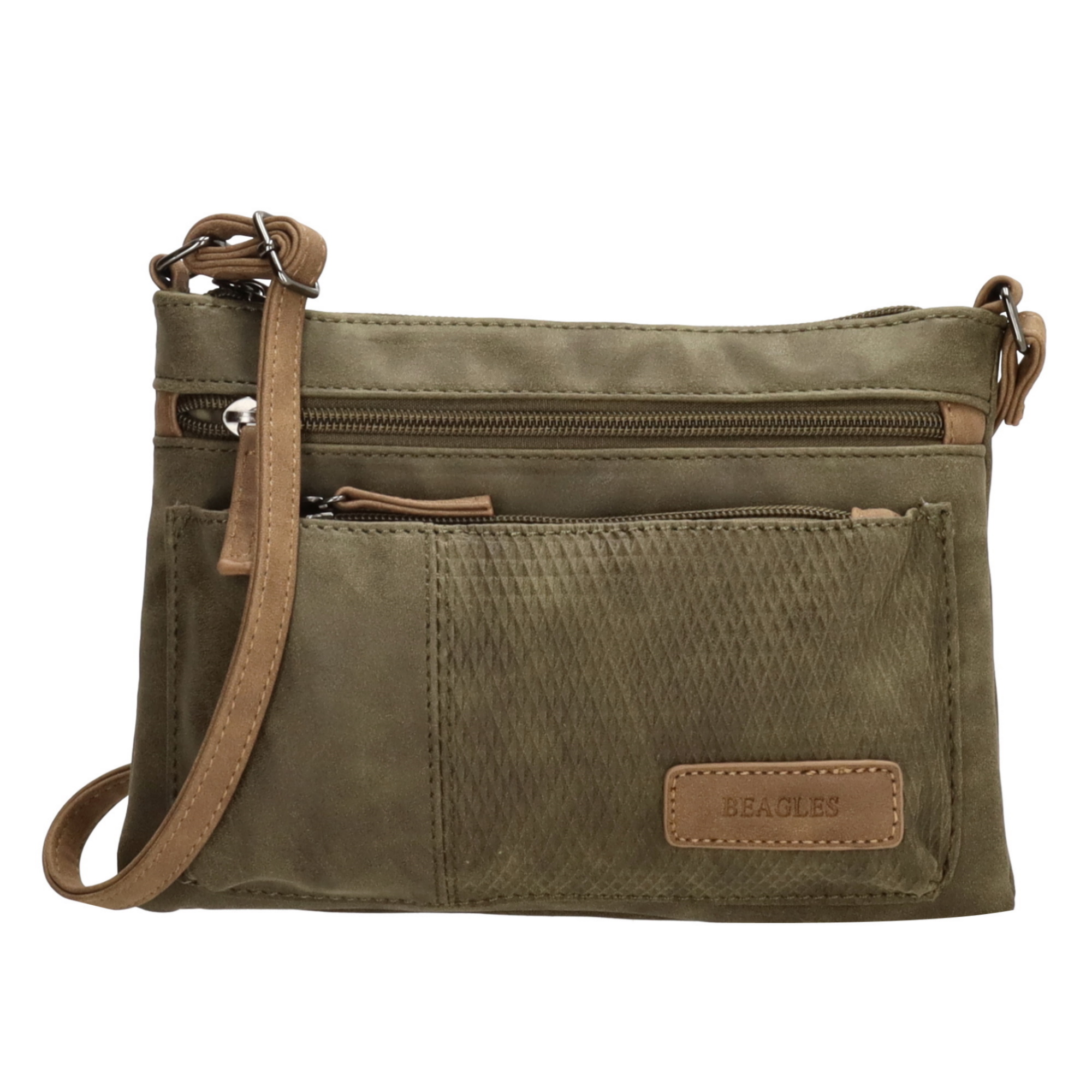 De BAGS Beagles schoudertas Olive is gemaakt van hoogwaardig materiaal met stijlvolle details. De tas heeft een ruim hoofdcompartiment en diverse handige vakken voor het georganiseerd opbergen van al jouw spullen. Draag de tas comfortabel over je schouder met de verstelbare schouderband en maak je look compleet met deze trendy accessoire. De perfecte tas voor dagelijks gebruik!

Hoofdvak met ritssluiting 
Voorvakjes en achtervak met ritssluiting
Insteekvakjes
Verstelbare schouderband 
Afmetingen:
Hoogte 16cm x breed 24cm x diep 4cm