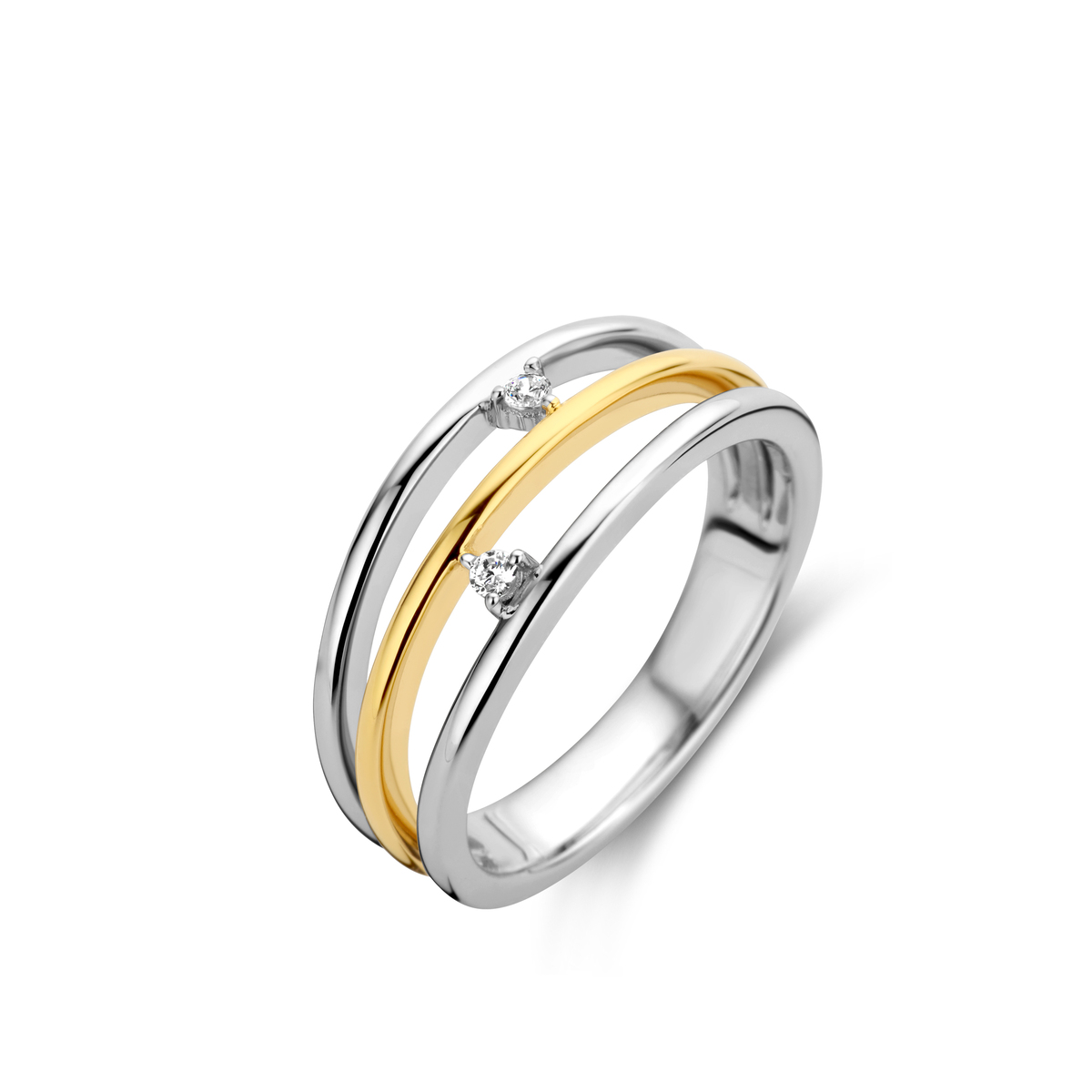 Ring in bi color zilver maat 56