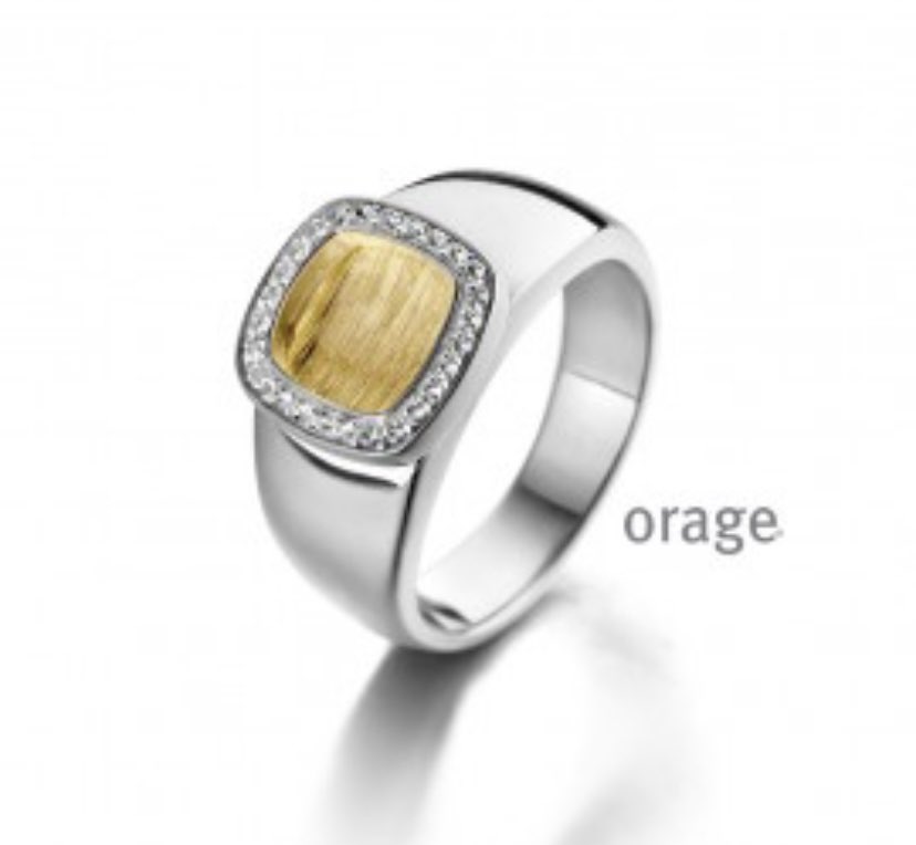 AM026 Ring 925 rh cz bicolor geel (V/39)