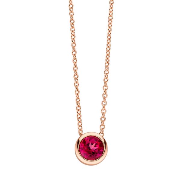Ketting in zilver verguld met rode topaas
