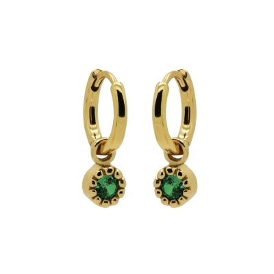 KARMA VERGULDE CREOLEN EMERALD GREEN