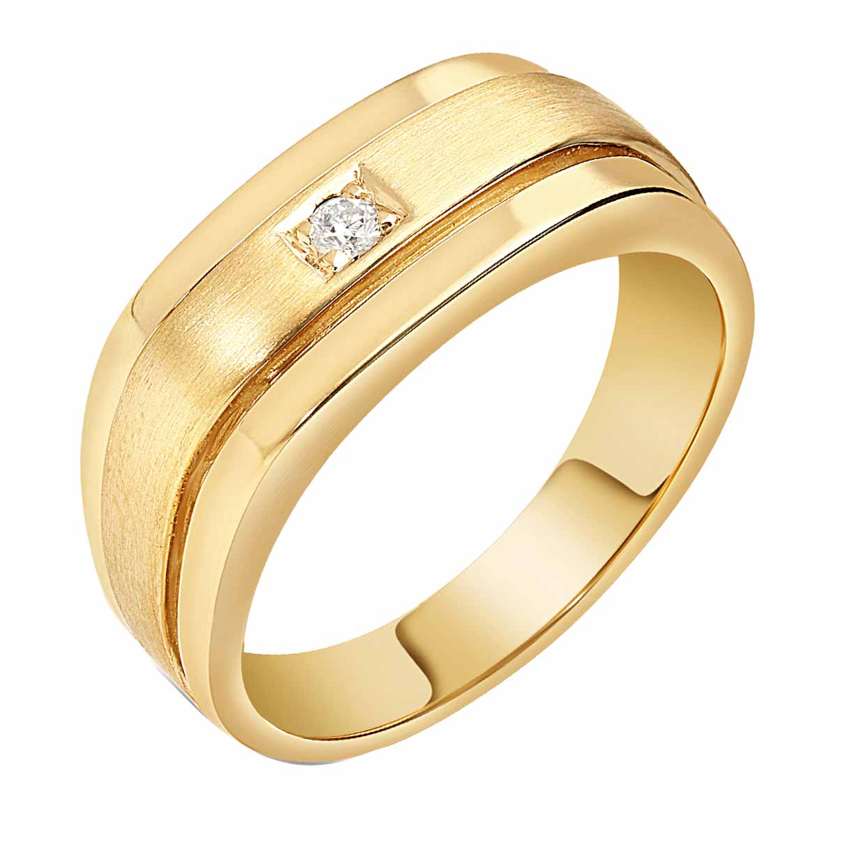 Heren ring in goud 14 k met Diamant 0.05 crt