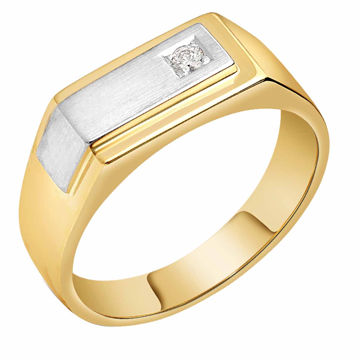 Heren ring in goud 14 k met Diamant 0.04 crt