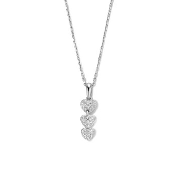 Ketting in zilver met hanger van hartjes