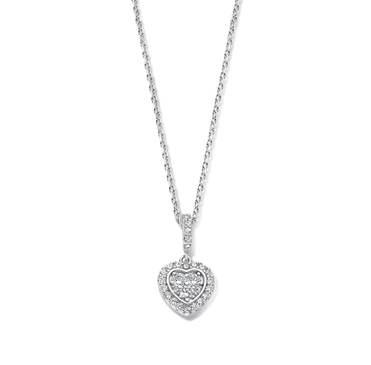 Ketting in zilver en hanger met zirconium