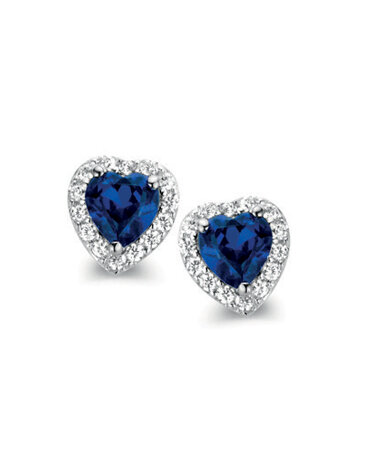 Oorbellen in zilver met witte en blauwe zirconia