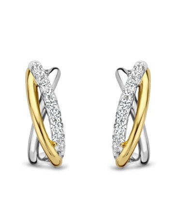 Oorbellen in zilver verguld met zirconia