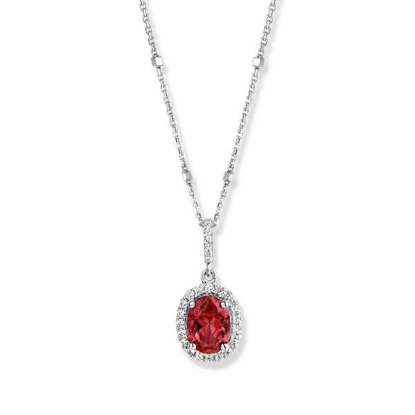 Ketting in zilver met witte en rode zirconia