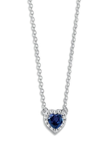 Ketting in zilver en hanger met witte en blauwe zirconia