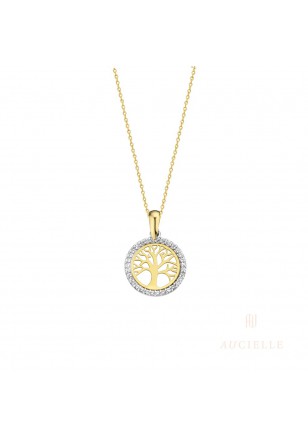 Levensboom hangertje in goud 18 k met zirconia