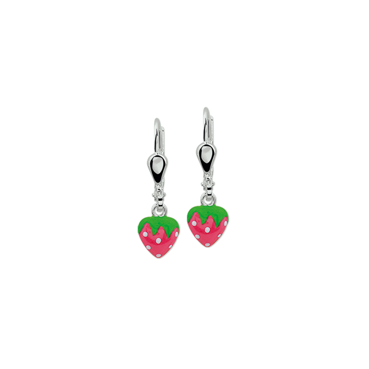 Beschrijving: Zilveren oorhangers met een aardbei van emaille.
Doelgroep: kinderen
Breedte: 6.5 mm
Hoogte: 8.5 mm