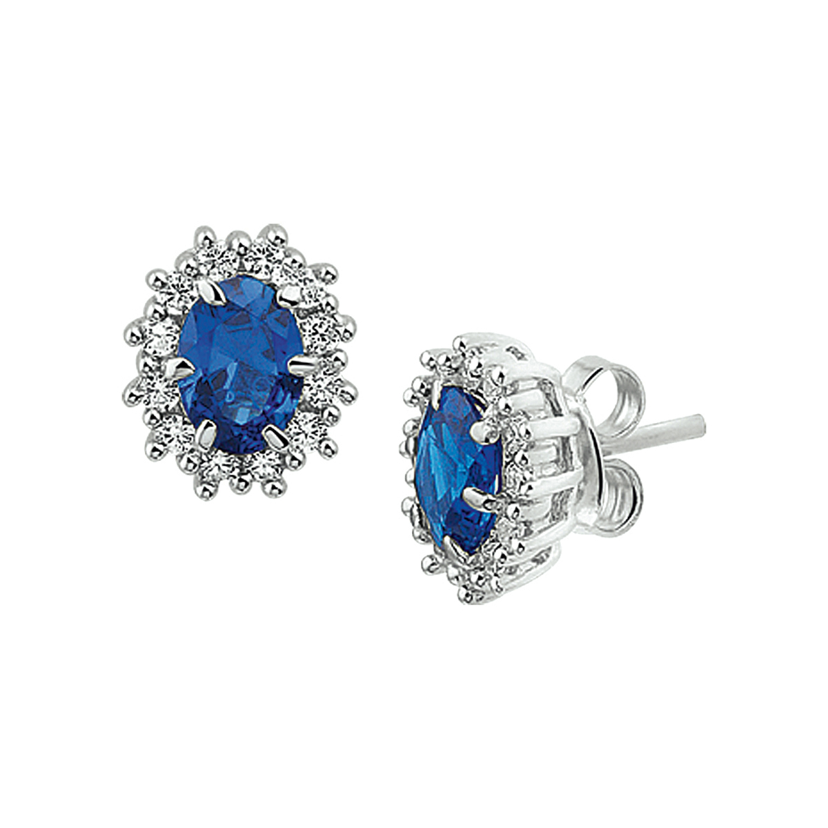 Gerhodineerd zilveren oorknoppen met een rozet van synthetische saffier en zirkonia.
Breedte: 9.5 mm
Hoogte: 11 mm