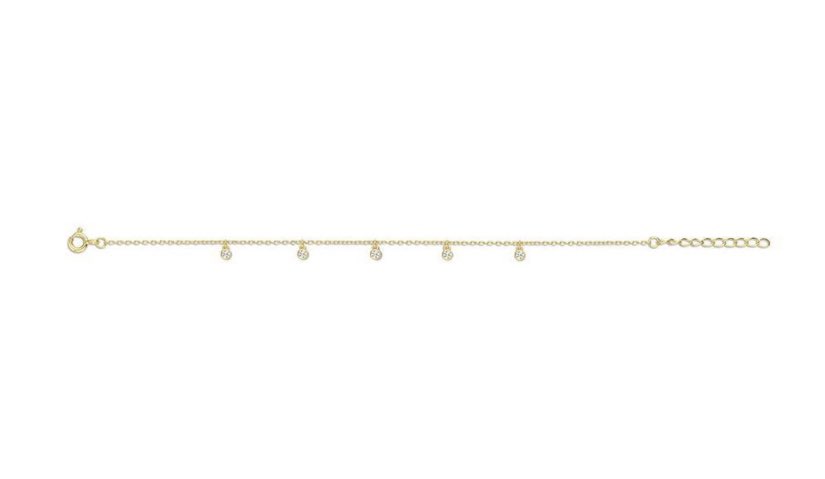  Zilveren Armband 9NB 0402 16,5 + 3 cm met Zirkonia en goudkleurig.