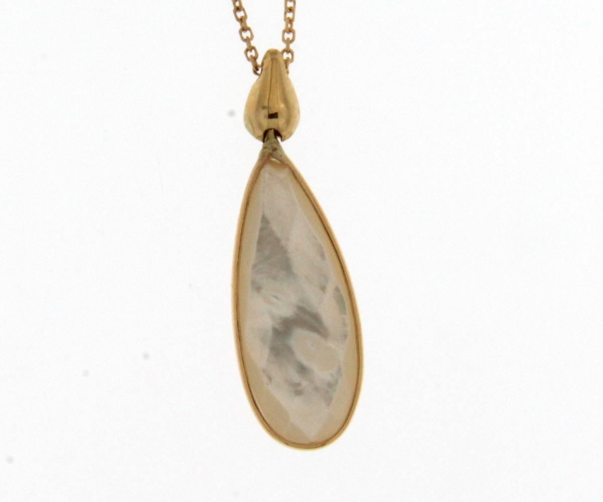 Ketting 18 k met hanger parelmoer 