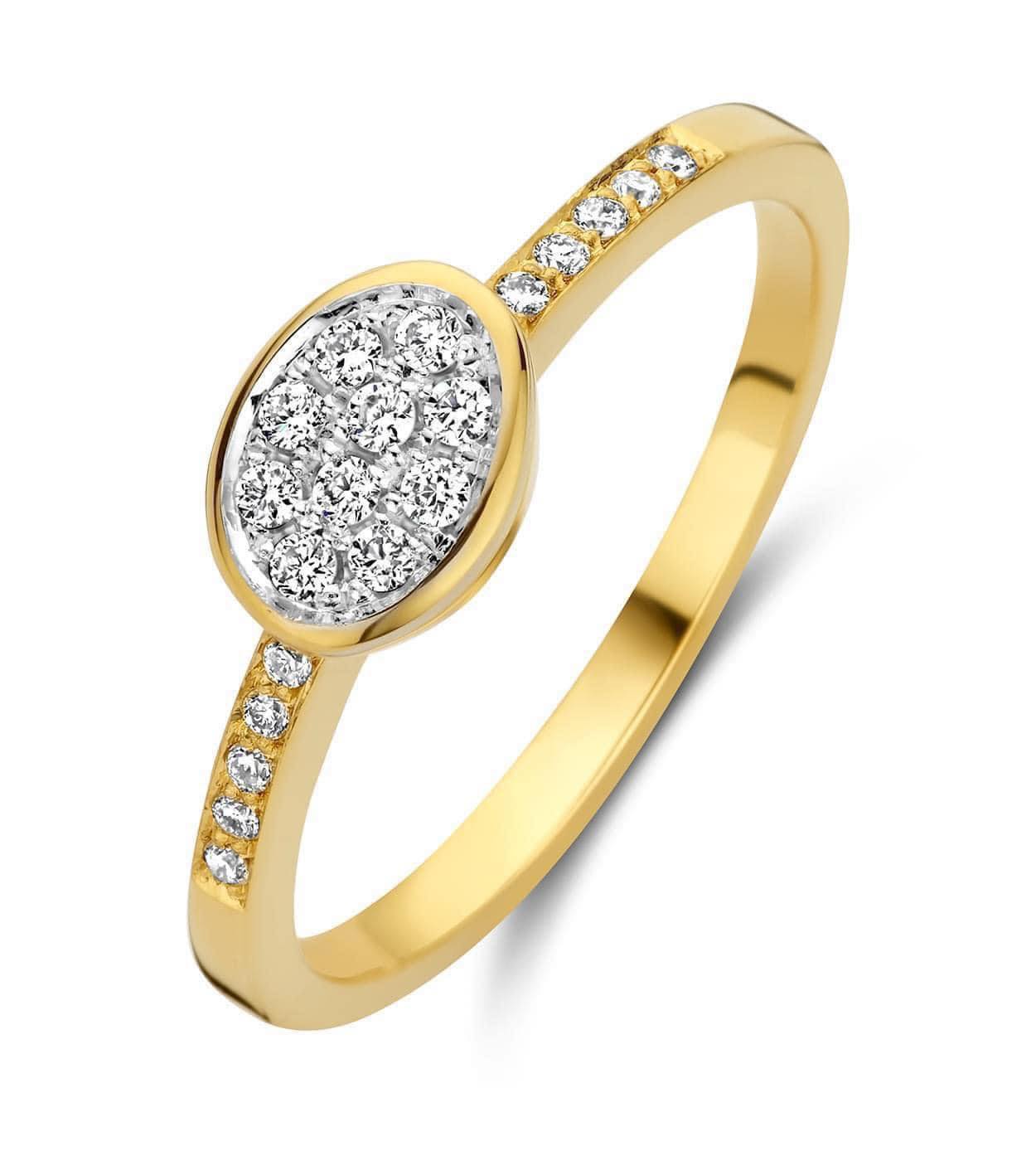 Ring in geel goud met diamant 0.13 ct