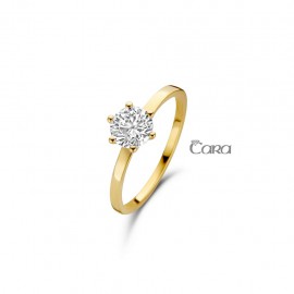 Geel gouden ring 18 k met zirkonia