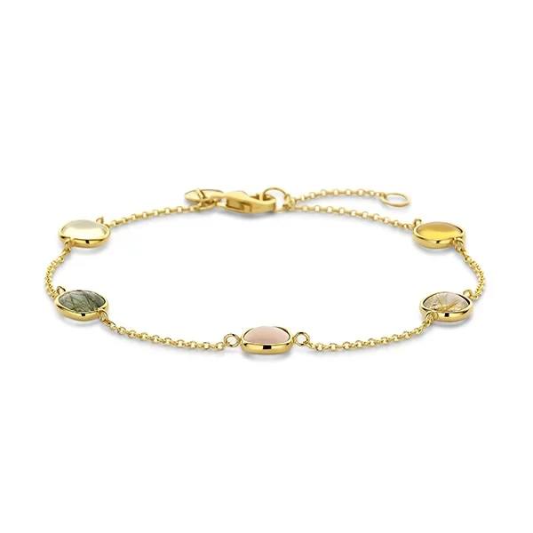 Armbandje in geel goud 14 k met half edelstenen 
