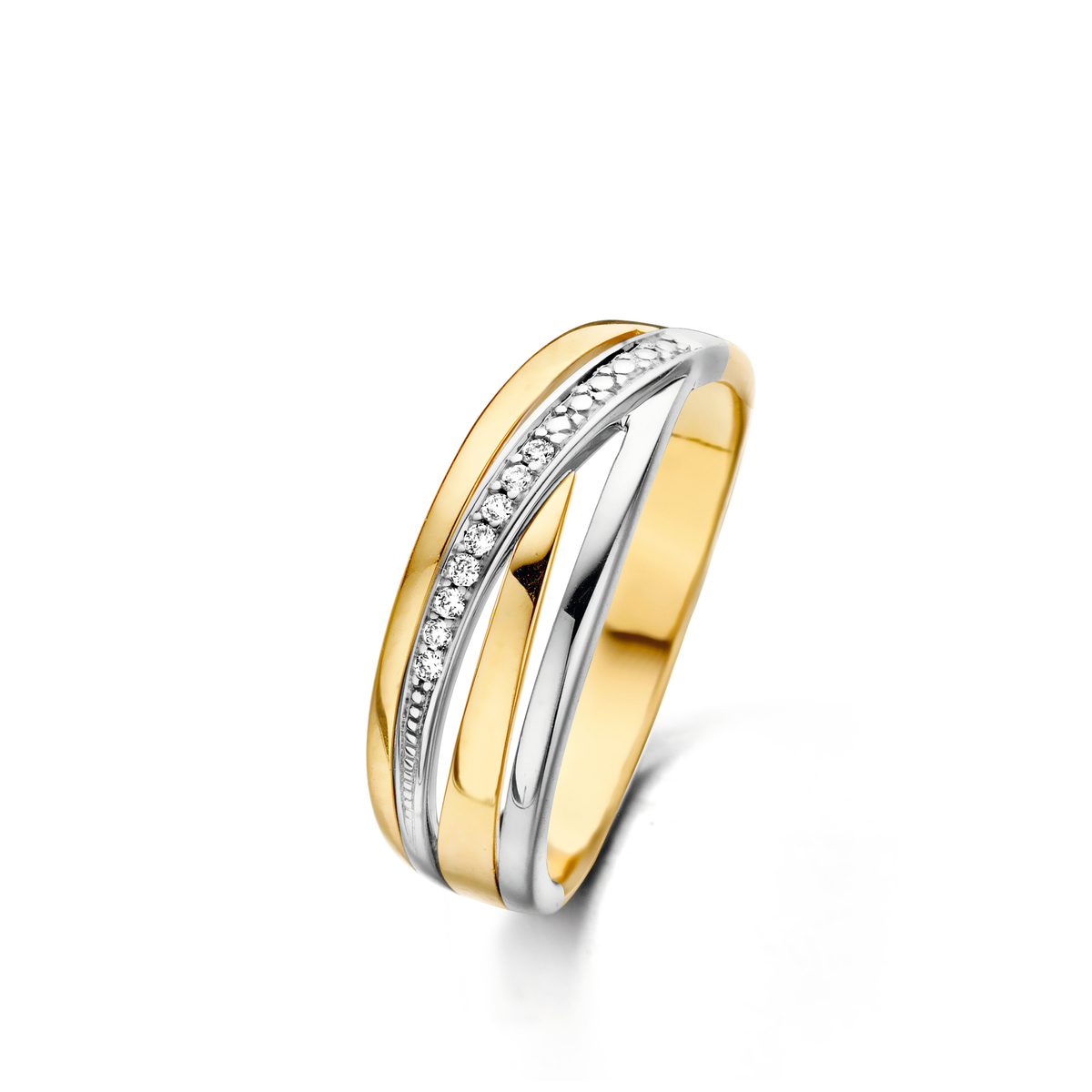Ring 18 k met 8Diamant(en) briljant slijpsel0.04 ctSiG-H 
maat 54