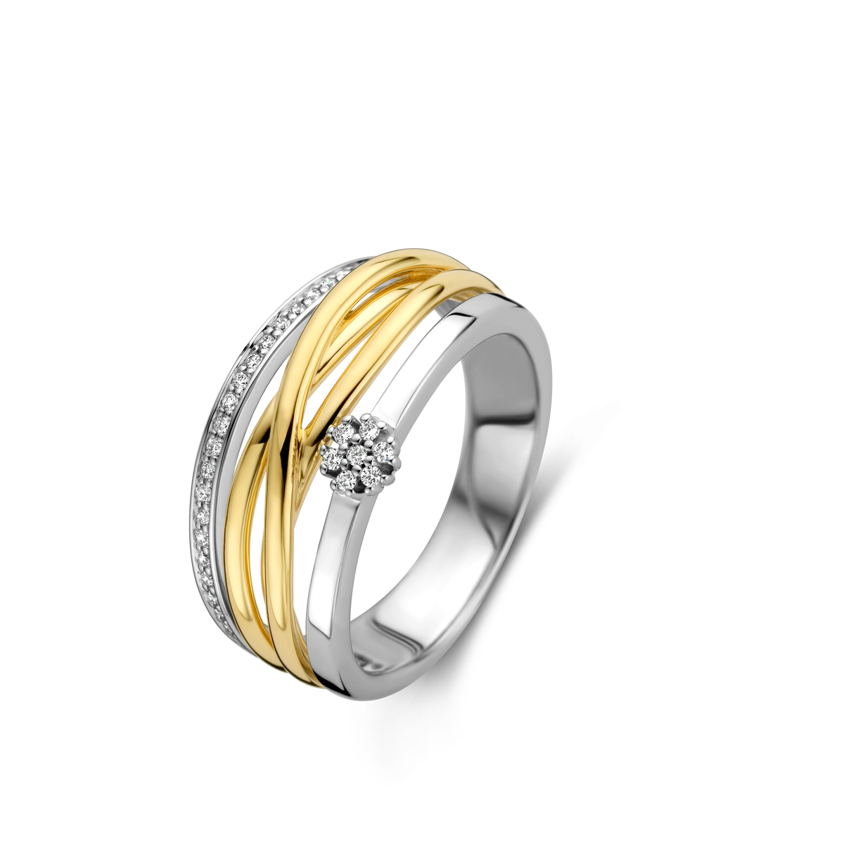 Ring in goud 18 k bi-color met 34Diamant(en) briljant slijpsel0.13 ctSiG-H maat 56