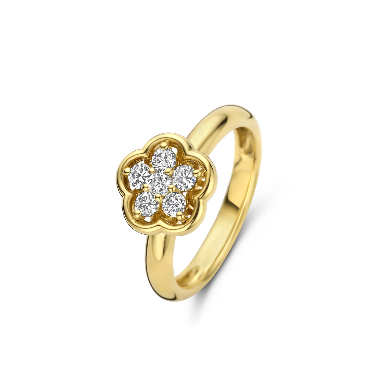 Ring in geel goud 18 k met 6Diamant(en) briljant slijpsel0.34 ctSiG-H
maat 55