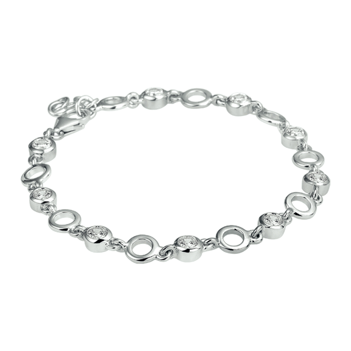  Zilver gerhodineerd armband met zirconia