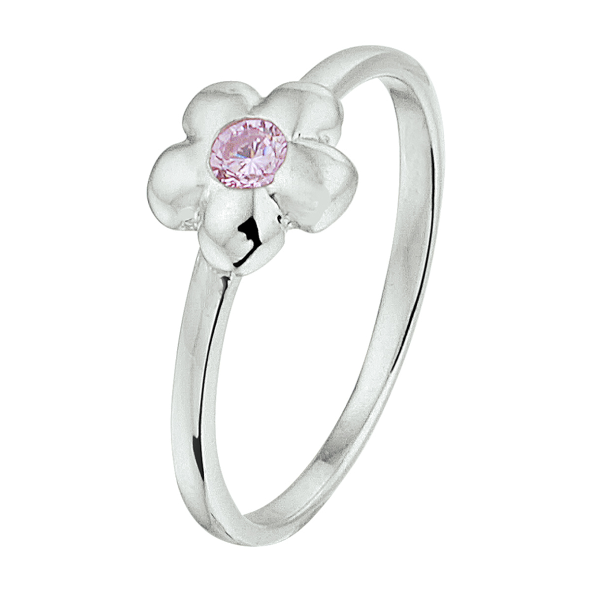 Beschrijving: Schattige gerhodineerd zilveren bloem ring met een breedte van 6.5mm. De ring heeft een poli afwerking en is uitgevoerd met roze zirkonia. Tip: Leuk om kado te geven! Info: Gerhodineerd zilver is door de rhodiumlaag beter bestand tegen verkleuren en krassen.
