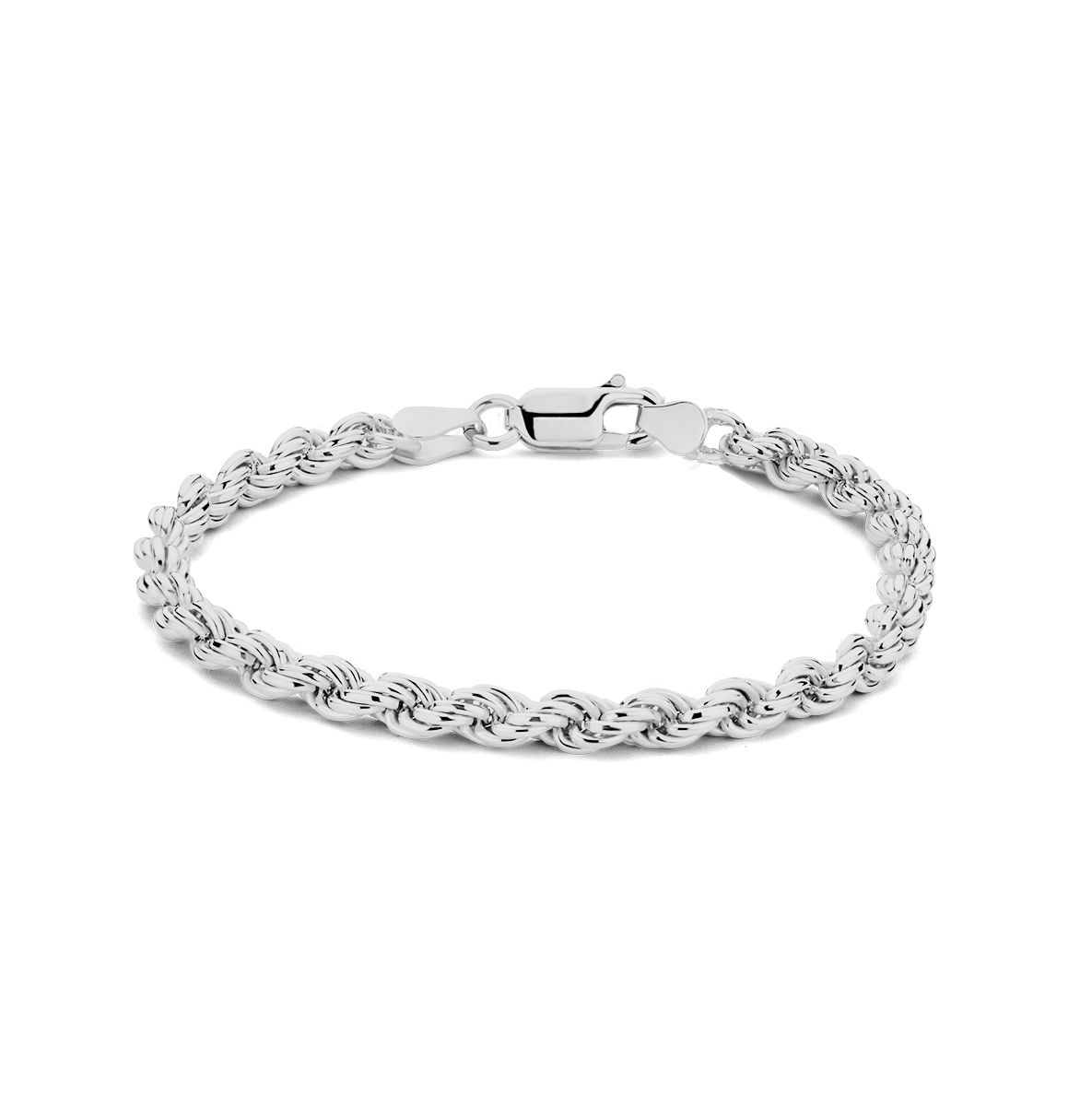 Gerhodineerd 925 zilveren koord armband uitgevoerd met een karabijn sluiting. De armband heeft een draaglengte van 19cm.