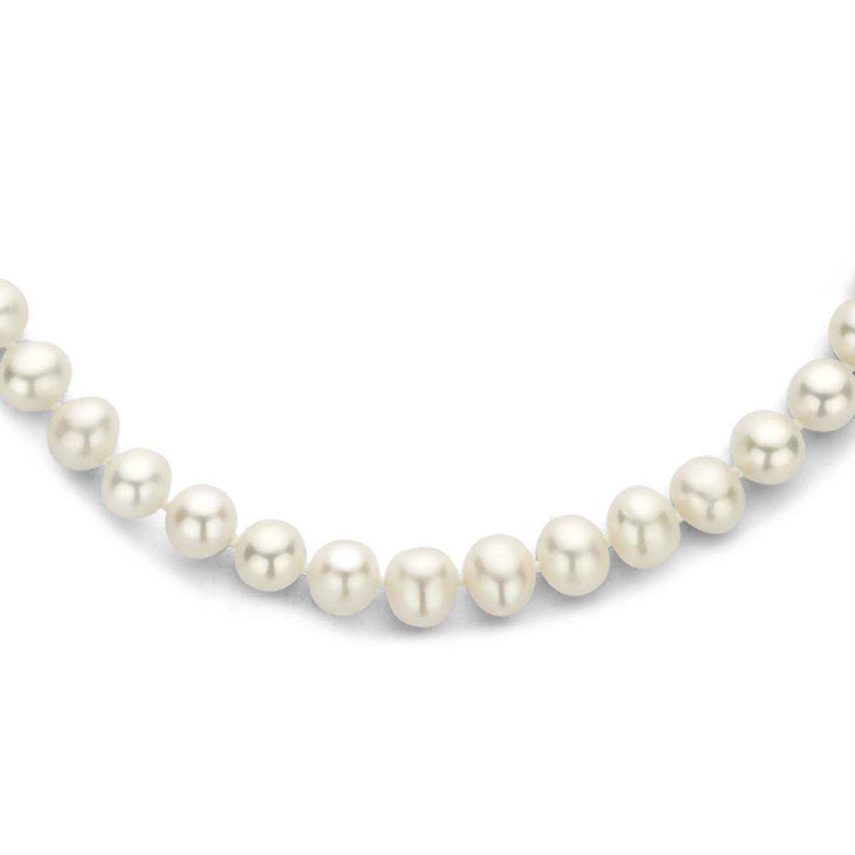 Gerhodineerd 925 zilveren collier uitgevoerd met zoetwaterparels van 8.5mm en een karabijn sluiting. Het collier heeft een draaglengte van 42cm en een extensie van 4cm.