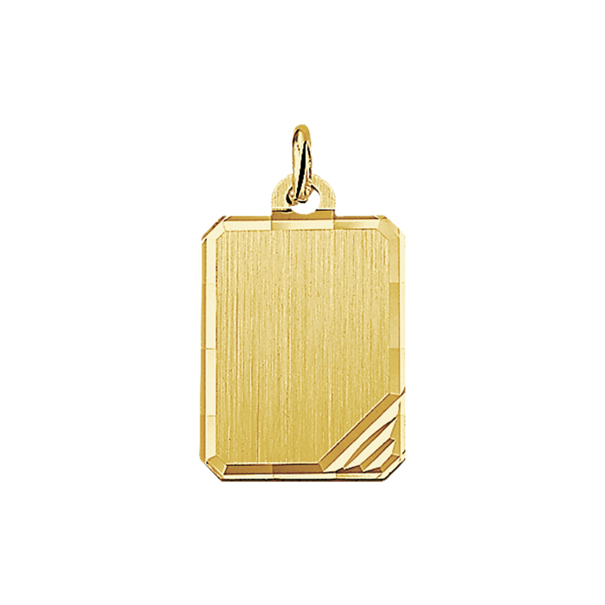 Beschrijving: Geelgouden graveerhanger met een gediamanteerde afwerking. 
Doelgroep: unisex
Breedte: 15 mm
Hoogte: 20 mm